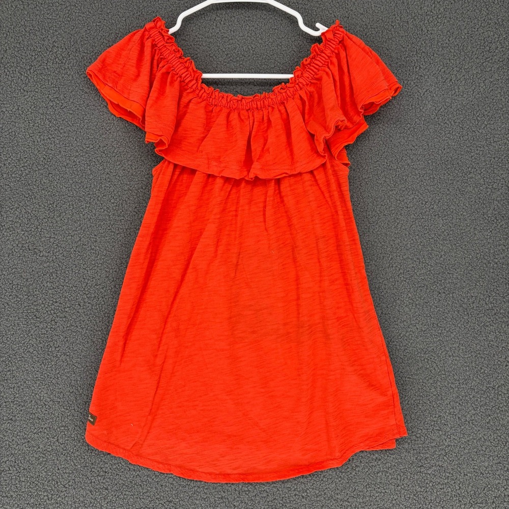 Matilda Jane Orange Ruffle Off The Shoulder Cotton Slub Top Womens Small